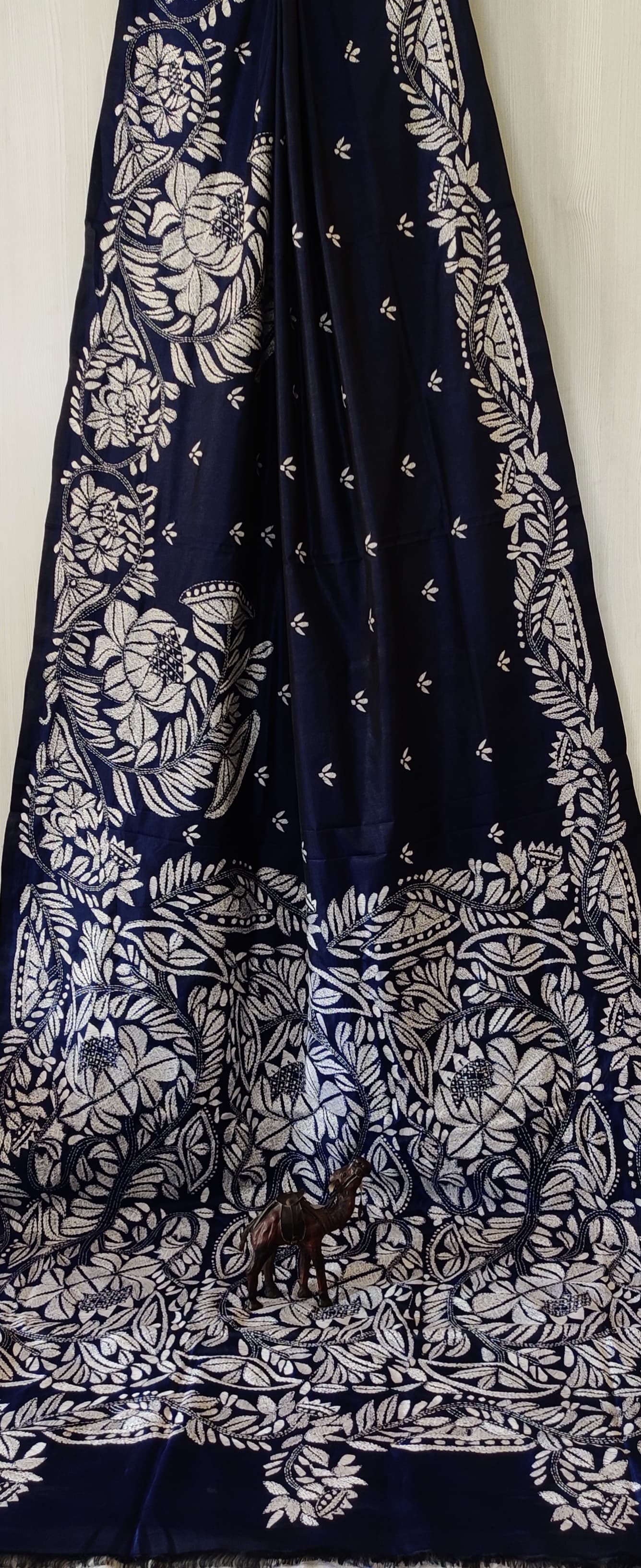 Kalyanirani | Blended silk saree with Kantha Embroidery