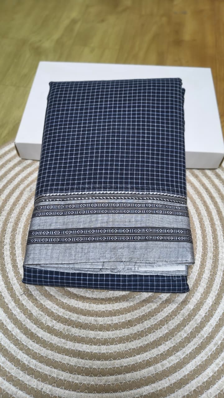 Handwoven patteda anchu saree in pure cotton