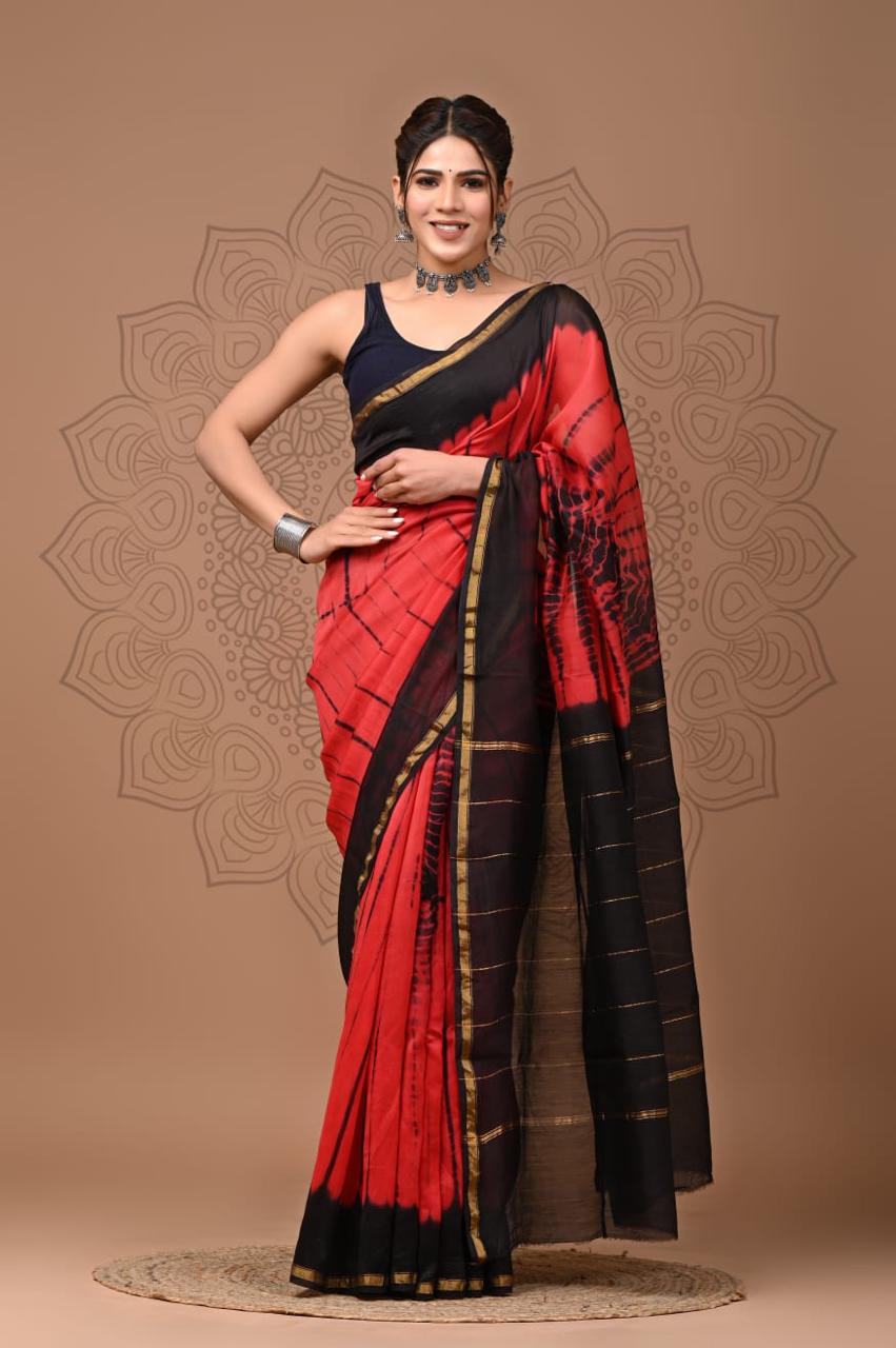 Chanderi silk sarees traditional collection
Hand block printed chanderi silk Sarees with blouse
Natural dye n color
Super quality:,fine fabric:,
Size- 6.5