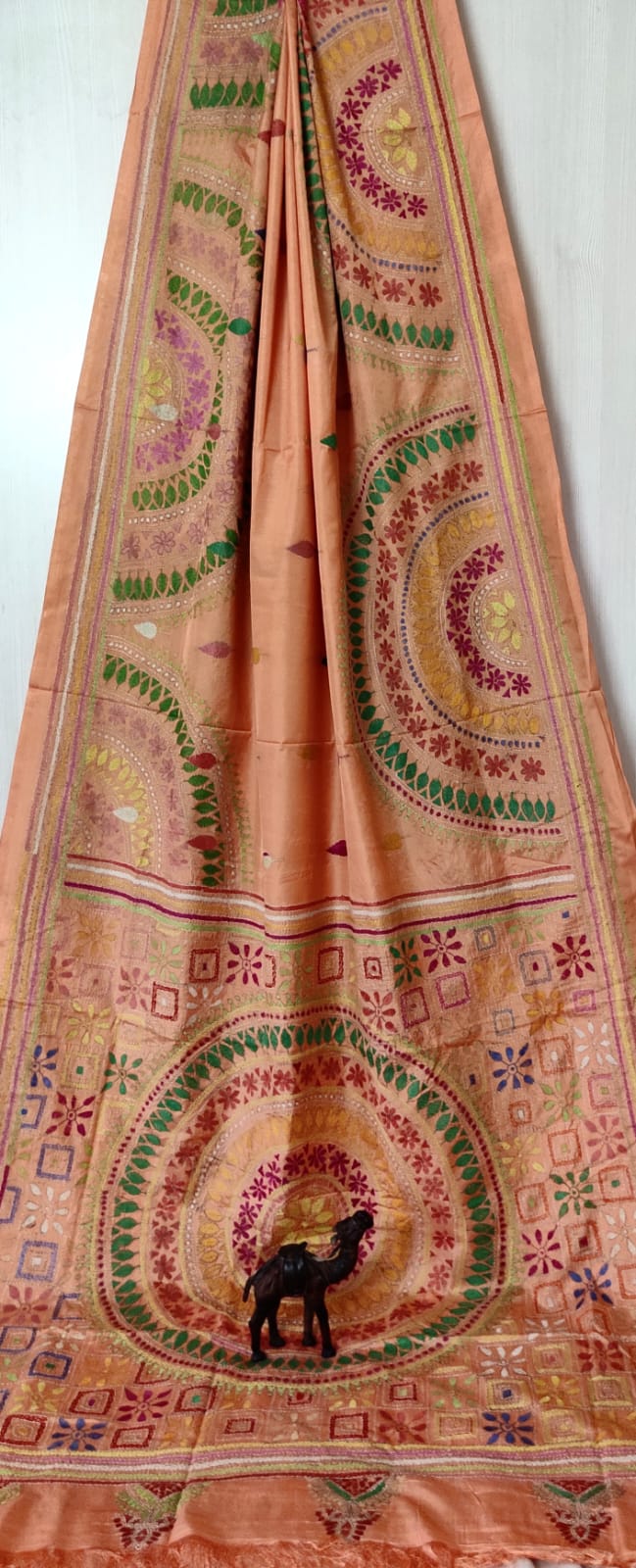 Beautiful kantha work on blended Bangalore silk
With kantha stich work bp