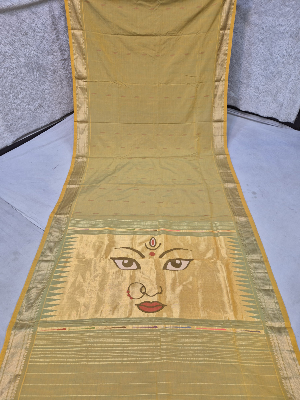 Handloom cotton paithani with narali border