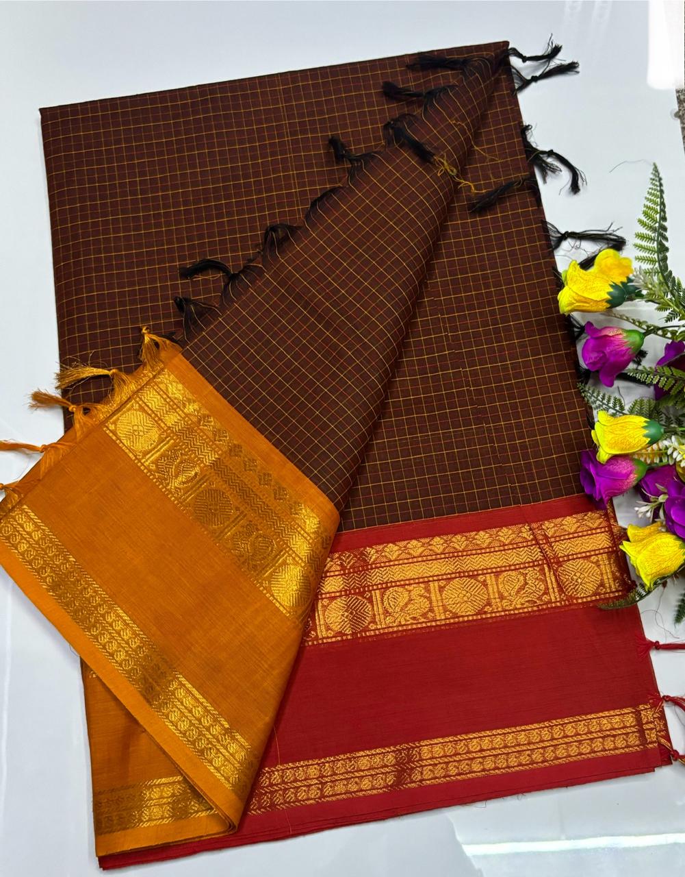 😇 *Kanchi cotton sarees*
🦋 *Pure cotton Sarees*
🎉 *Fancy plain cotton sarees with line pallu*
🐟 *80 *80 counts*
🧶 *With running blouse*
🦢 *6.20mtrs saree length*