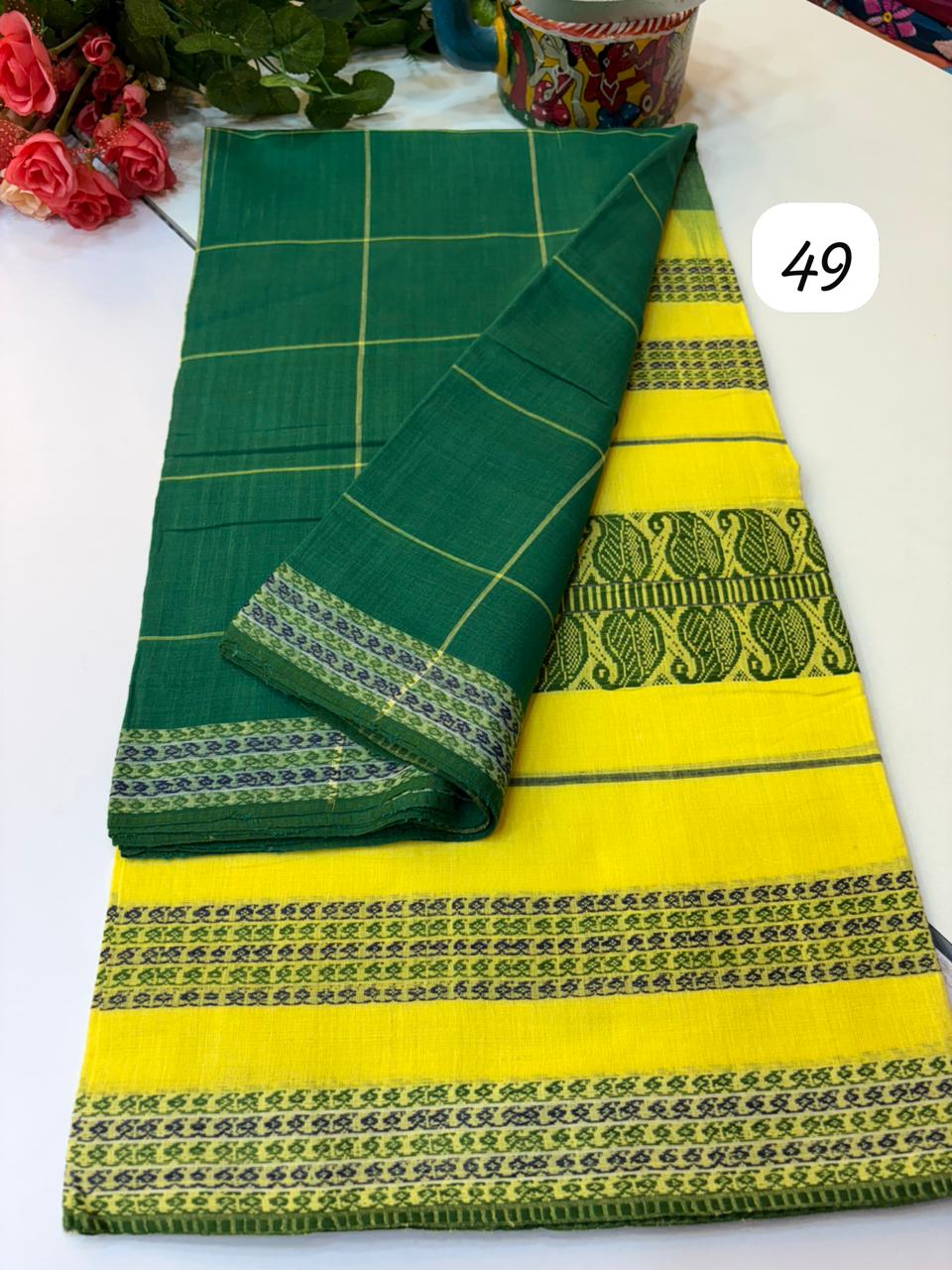 Handwoven pure Dhonekhali cotton ( 100 count cotton Dhonekhali saree)
Without BP(5.5 mtr)