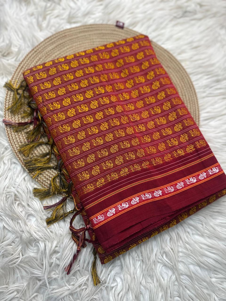 Material - viscos by cotton
Border - fancy culture border
Saree Name -Khana saree
Pallu -super tassel
Blouse -running
Handloom -no
Saree length- 5.8 to 6 mitre
These are powerloom Khana sarees with 72% cotton and 28% art cotton and rayon. All the sarees are with beautiful tassels.