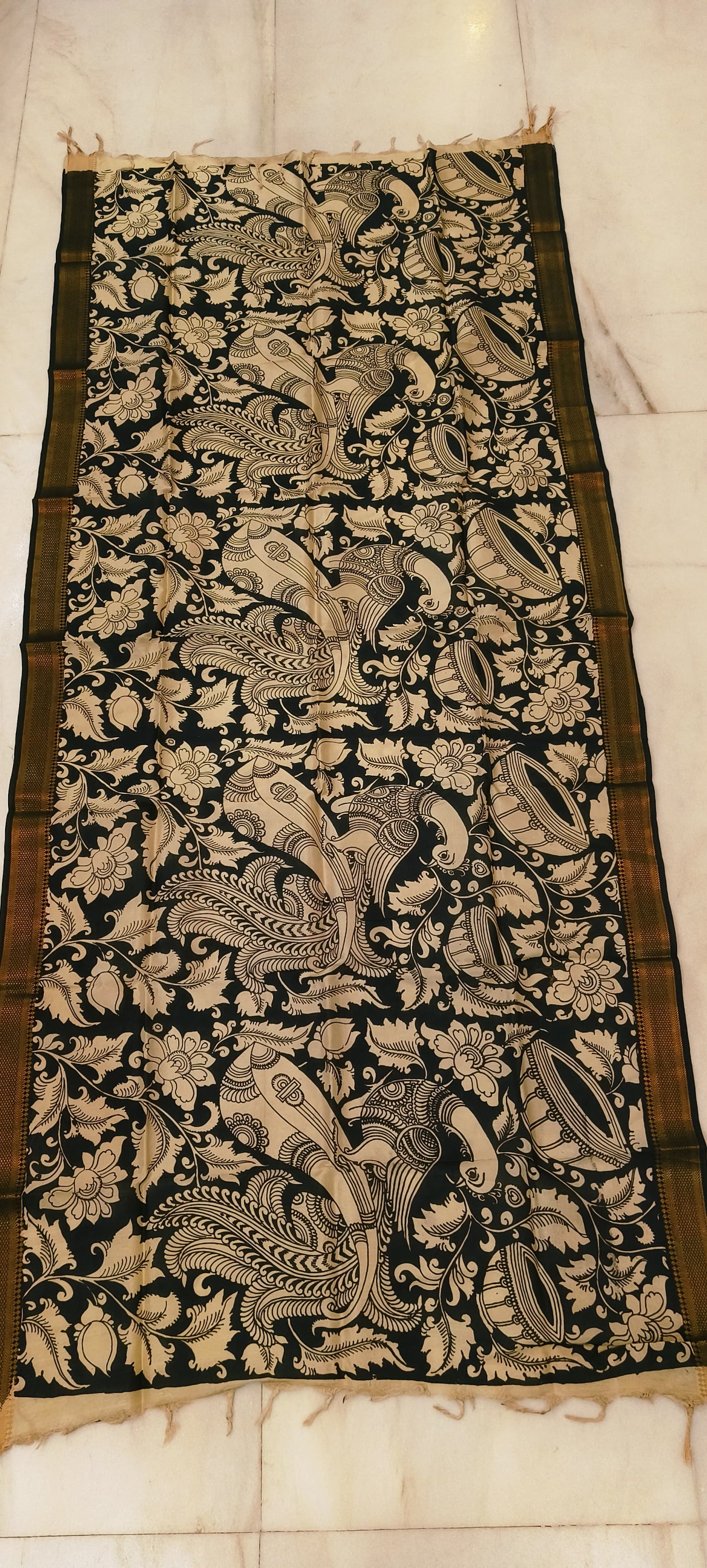 Karunya | Kalamkari dupatta on mangalagiri silk