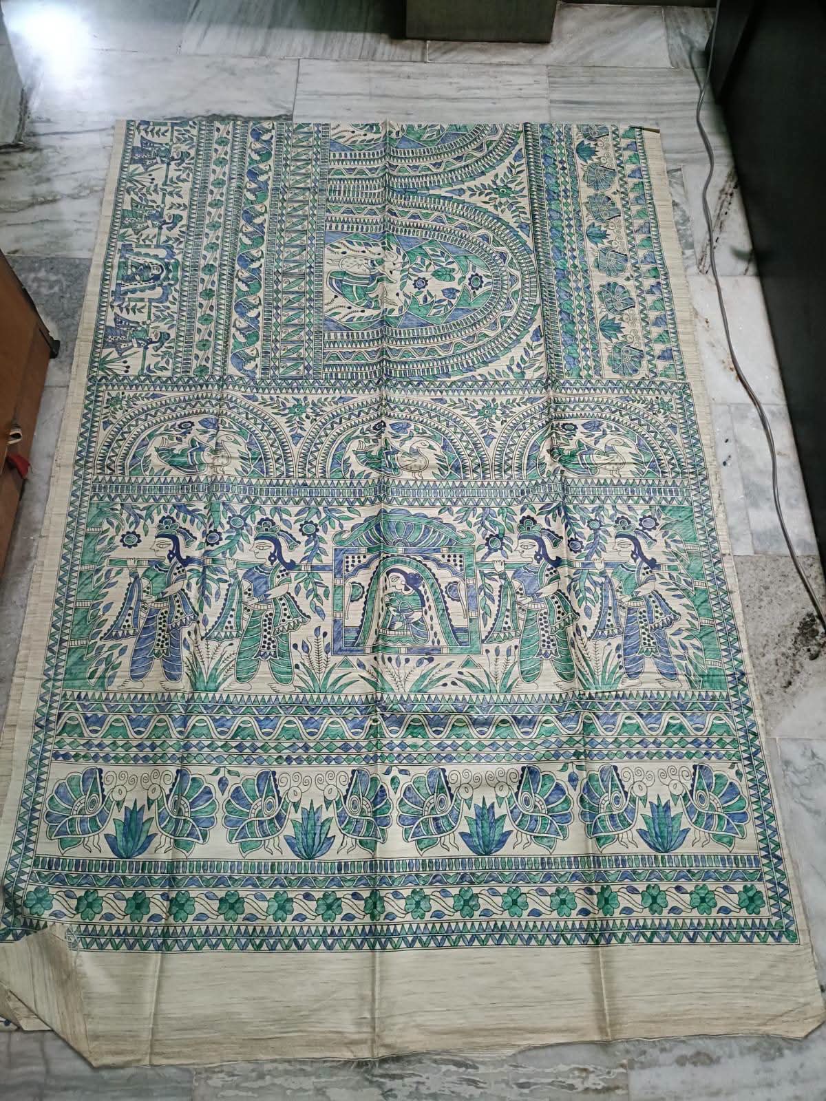 Hand painted madhubani on tussar