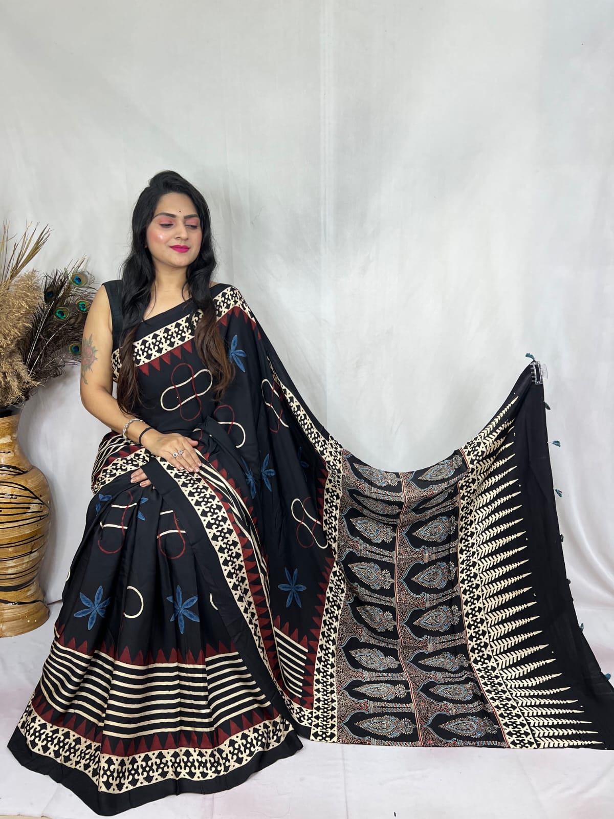 Aayushi | Ajrakh Saree on Modal Silk