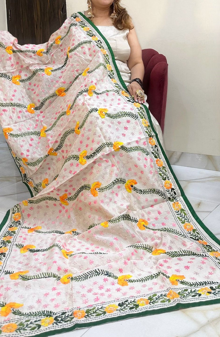 Pamm | Phulkari on cotton silk