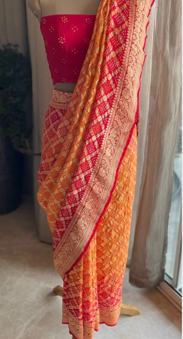 Bismiti | Nimzari Bandhej Saree