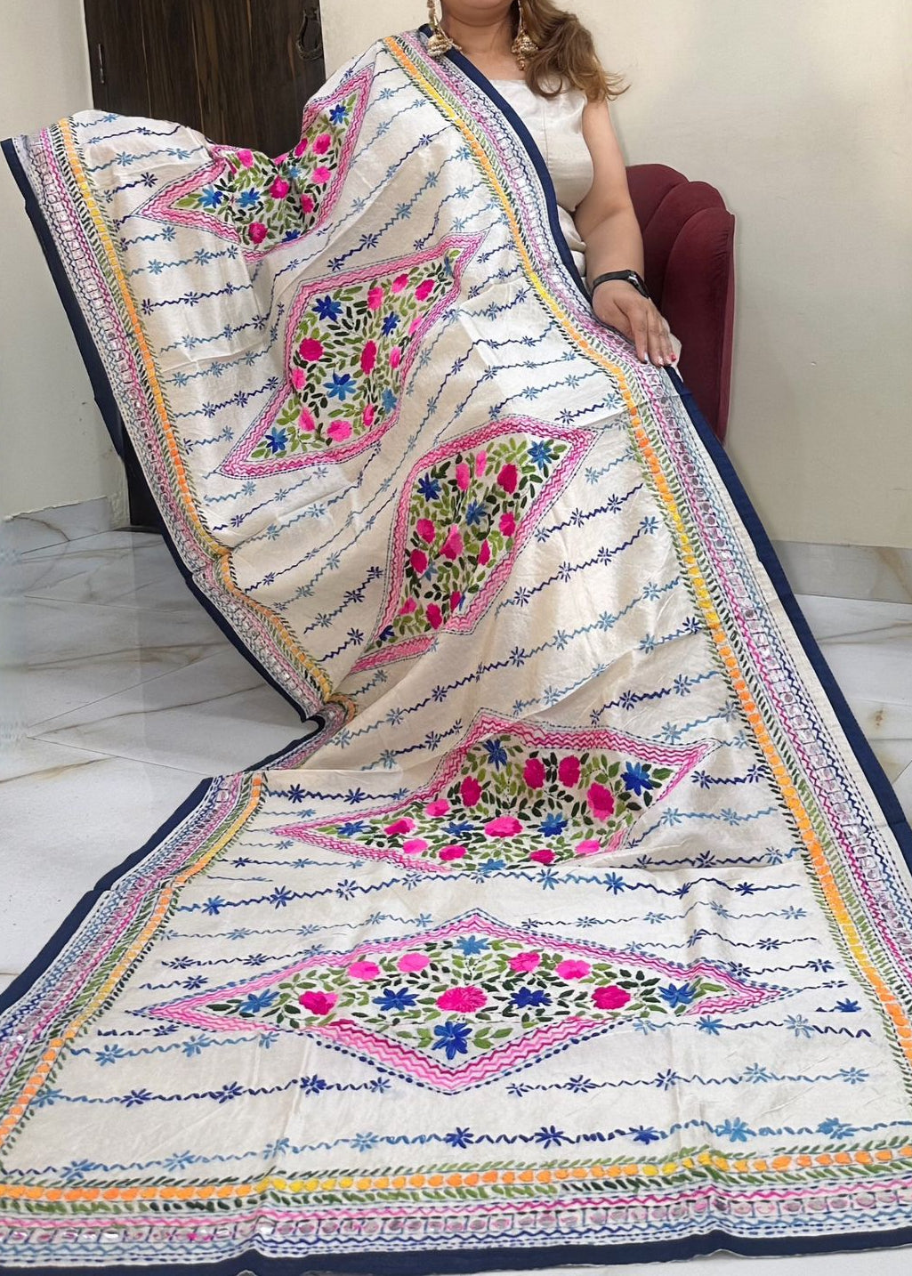 Pasmin | Phulkari on cotton silk