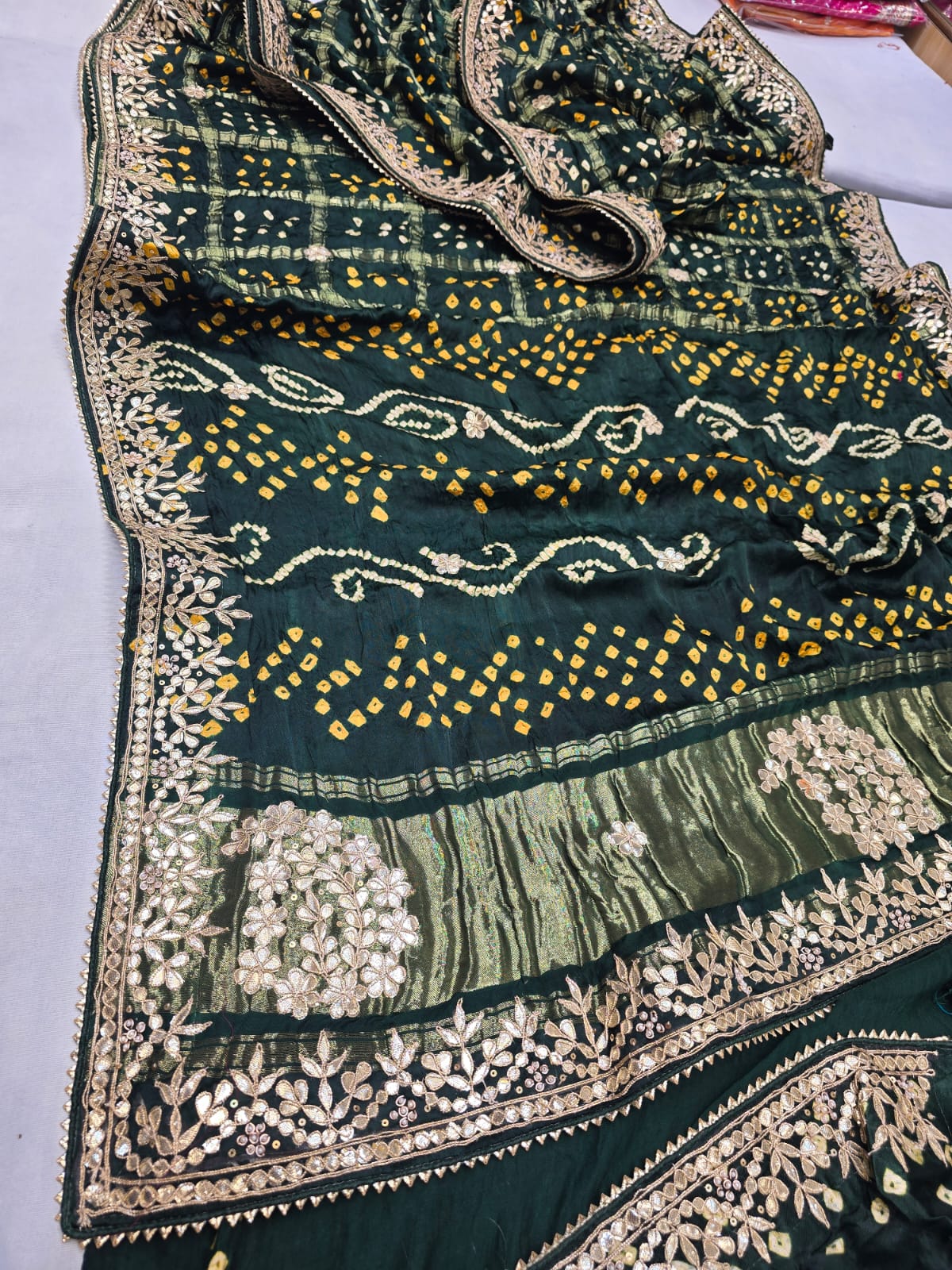Astik | gota patti on navranga bandhej saree