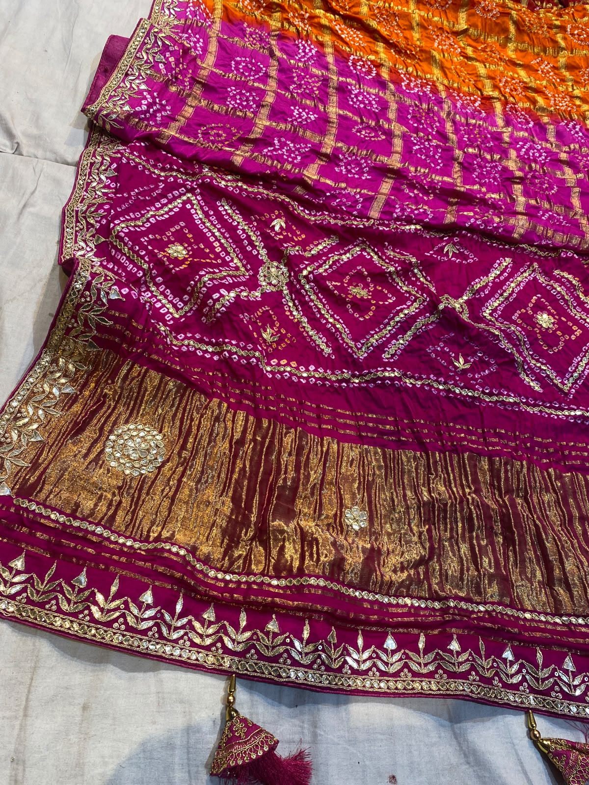 Navranga| gota patti on navranga bandhej saree