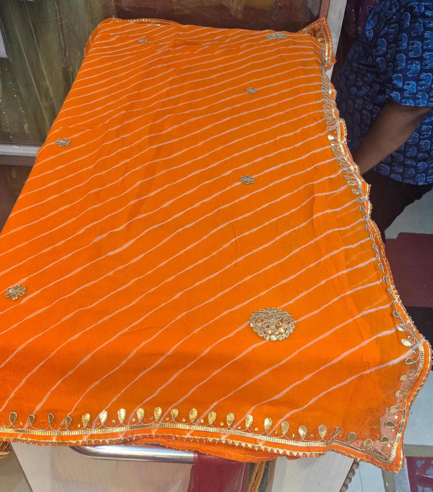 Lehariya on chiffon saree