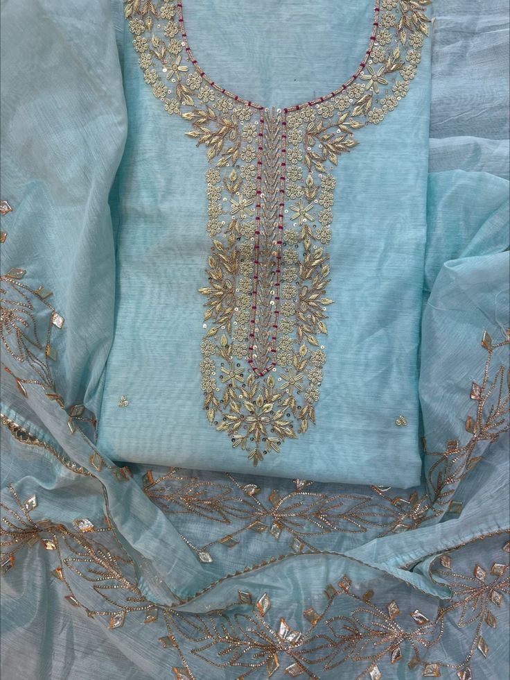 Sailish | zardosi on cotton silk dress fabric set