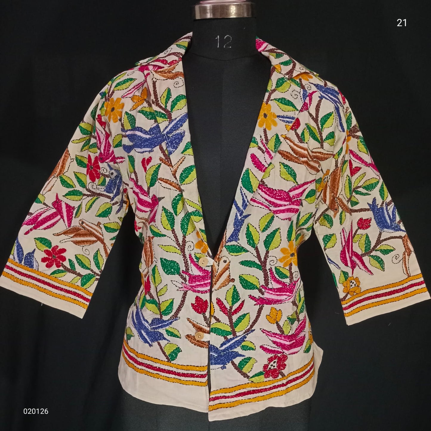 Kozhi | Kantha on Tussar jacket