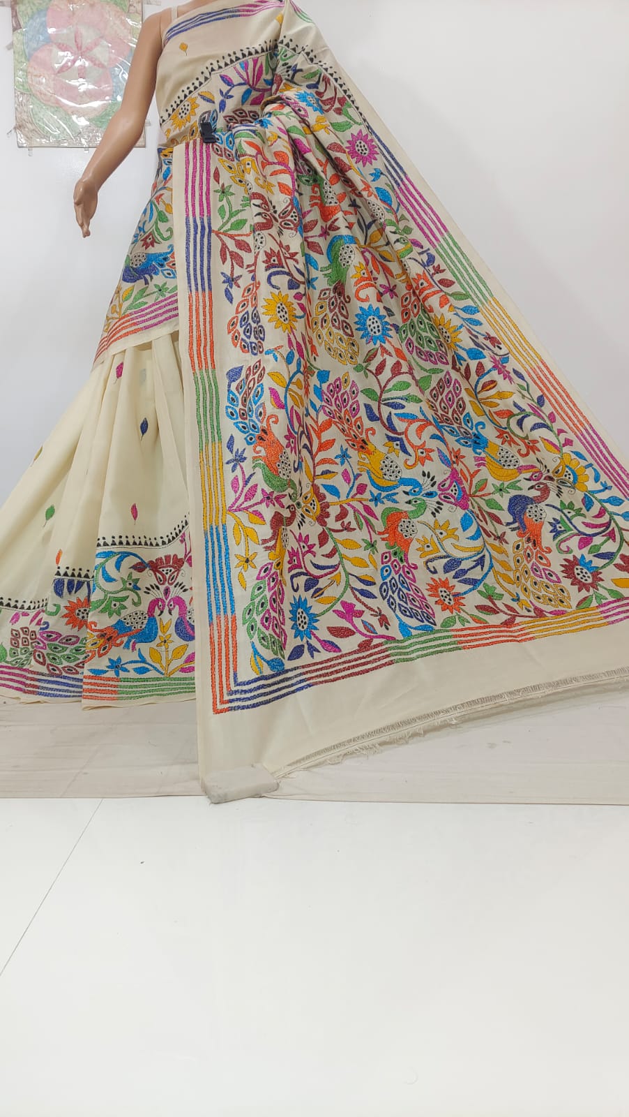 Kartika | Pure Tussar Silk Kantha Sarees