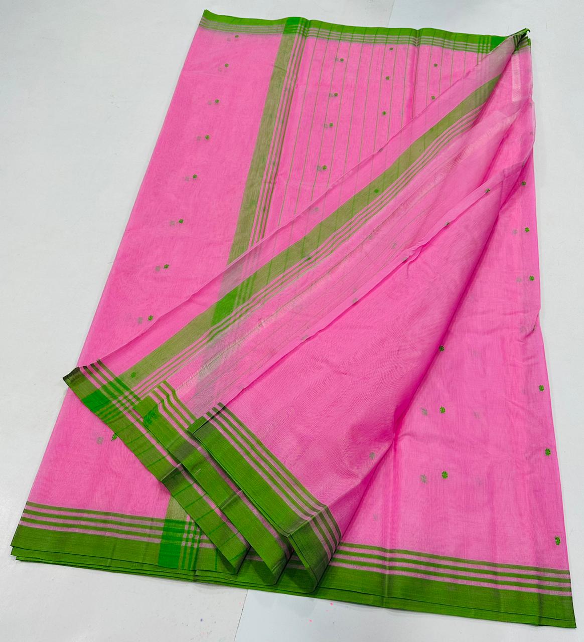 Geetika | Chanderi cotton | pink with green