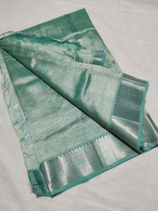 Prisha | Pure handloom Mangalagiri pattu by cotton jari checks sarees with running blouse