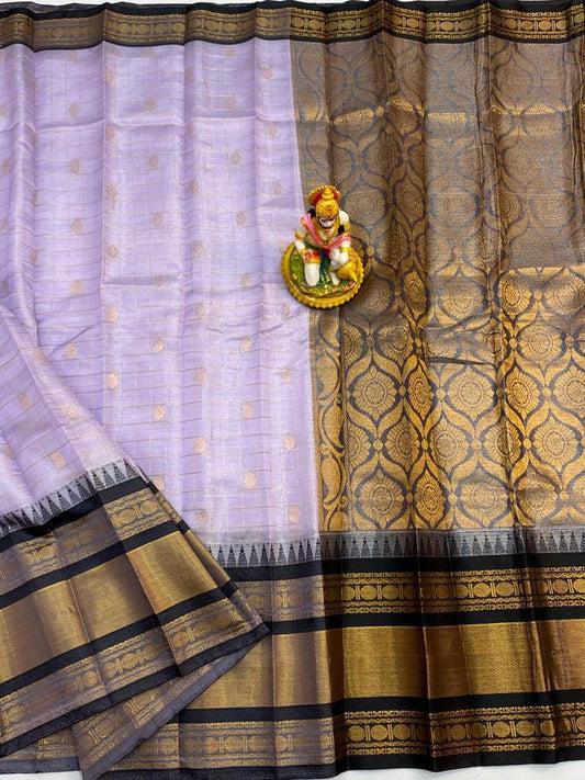 Fatima | Mangalagiri Tissue Checks Butta With Gadwal Border Sarees In Plum Color