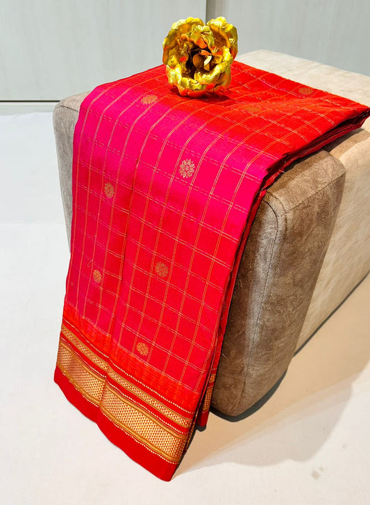 Alani | Irkal Pure Silk Saree in  Red color
