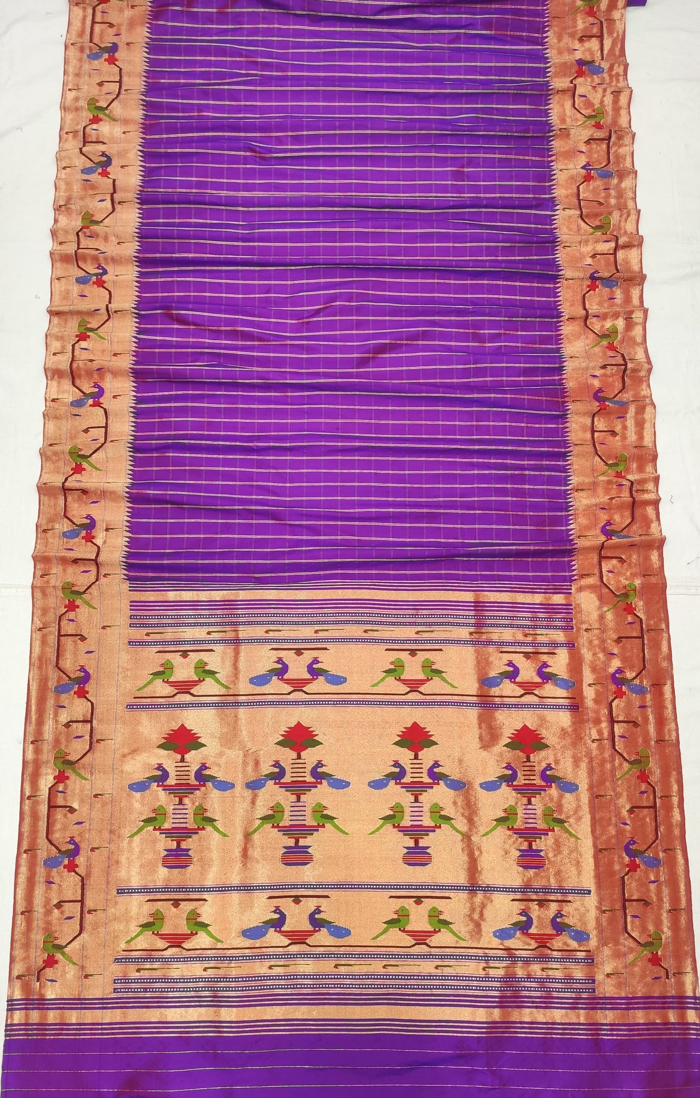 Raakhee | Pure silk brocade Paithani saree with peacocks & parrots in border