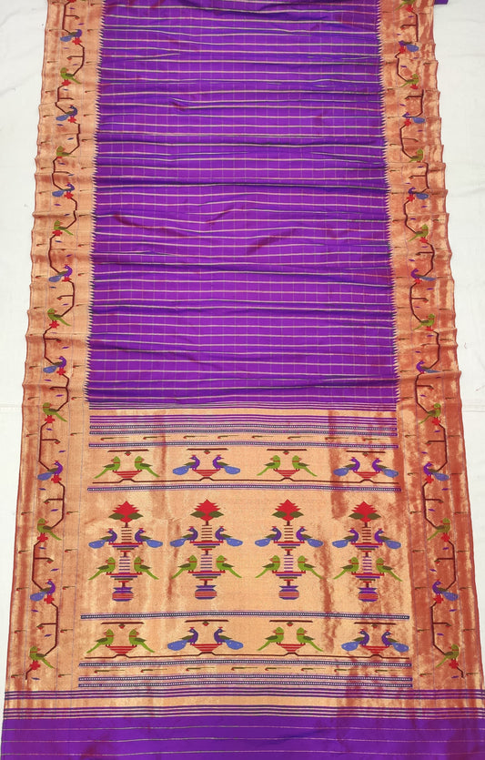 Raakhee | Pure silk brocade Paithani saree with peacocks & parrots in border