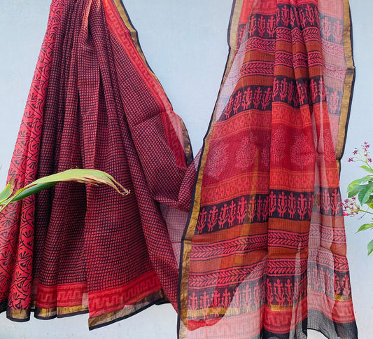 Nikita | Kota Doriya Saree with Bagru Prints