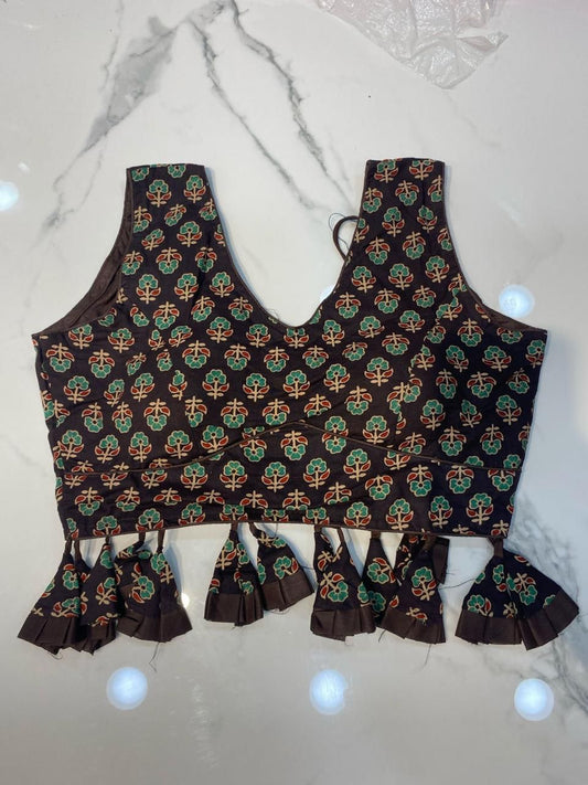 Aadhya | Ajrakh Block Print Blouses With Tassels