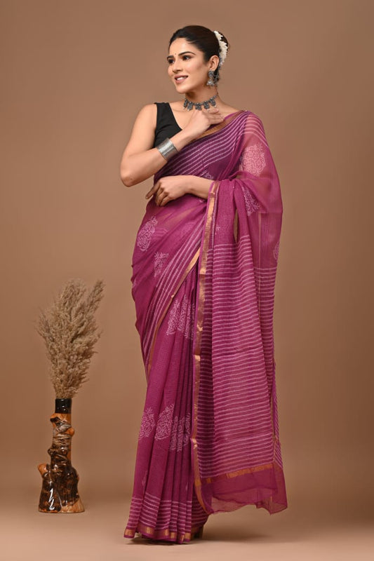 Niki | Kota Doriya Saree with Bagru Prints