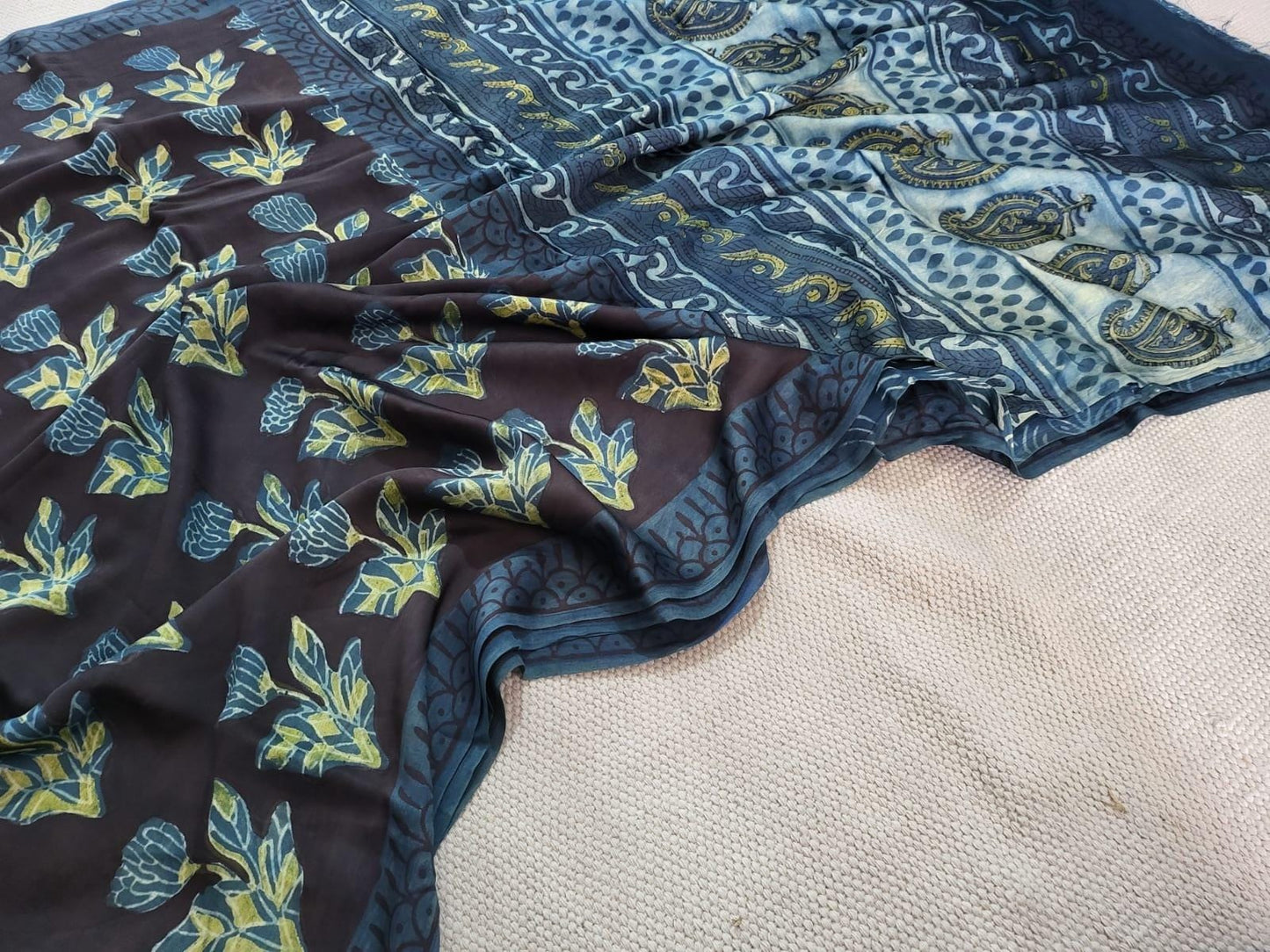 Amaira | Blockprinted vanaspati ajrakh sarees