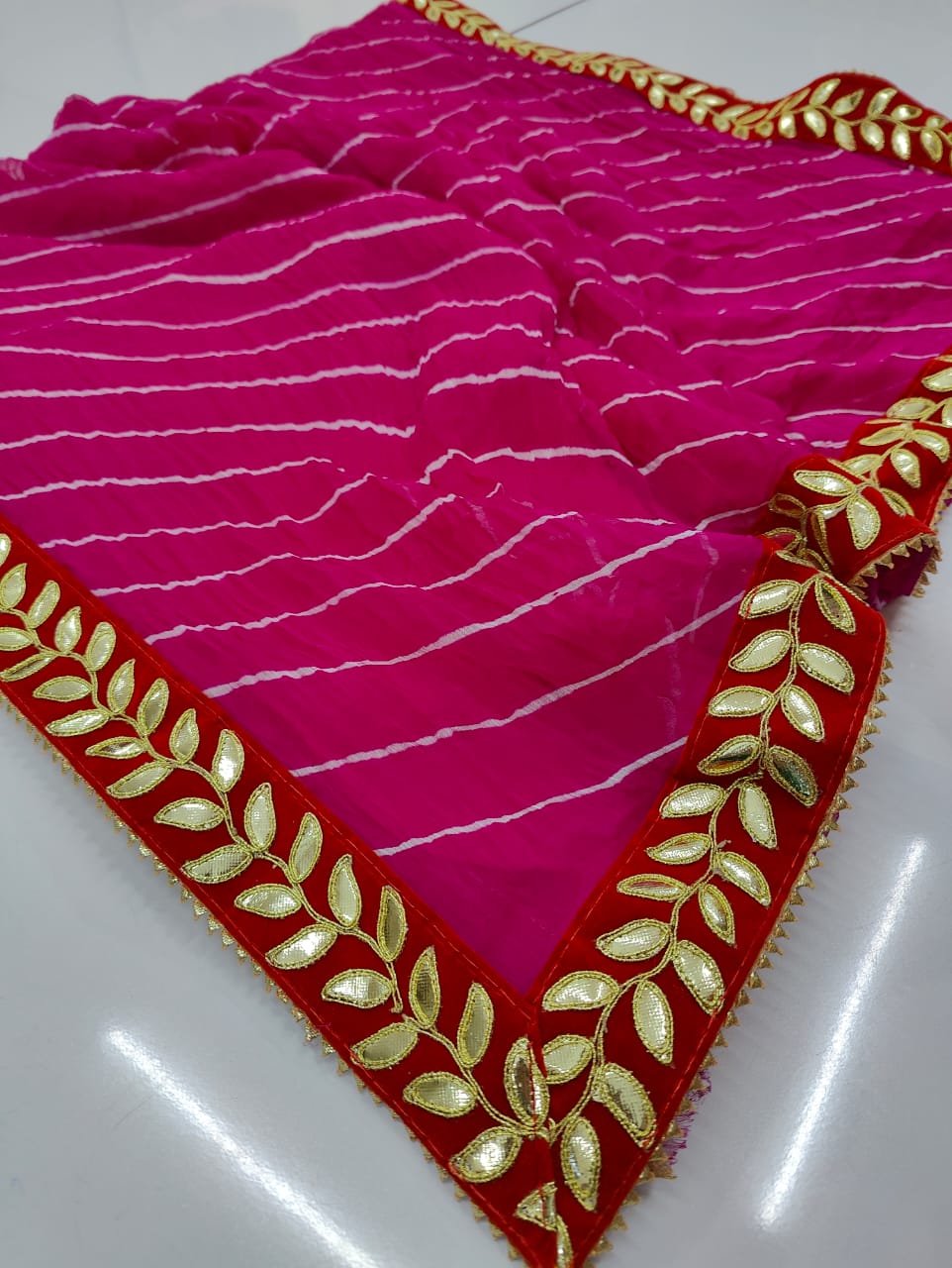 Ekani | Chiffon Lehariya Gotapatti Saree