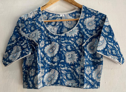 Sherlyn | Pure Cotton Hand Block Print Boat Neck Blouse