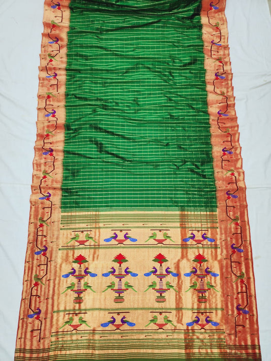 Priya | Pure silk brocade Paithani saree with peacocks & parrots in border