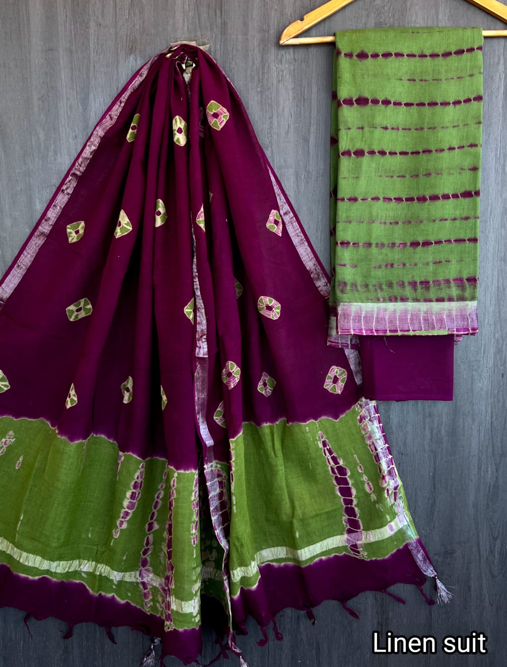 Gopika | Hand Block Printed Linen Suit Set with Linen Cotton Dupatta