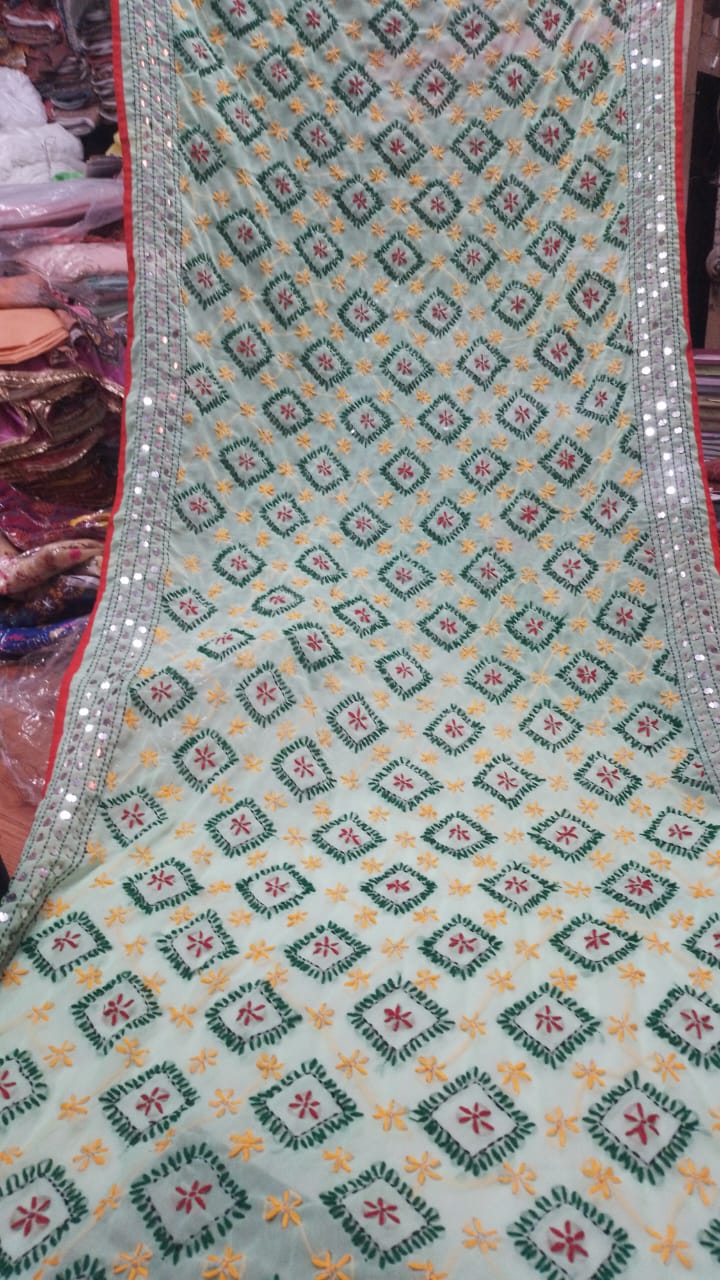 Bhanumati | Phulkari dupattas on chanderi