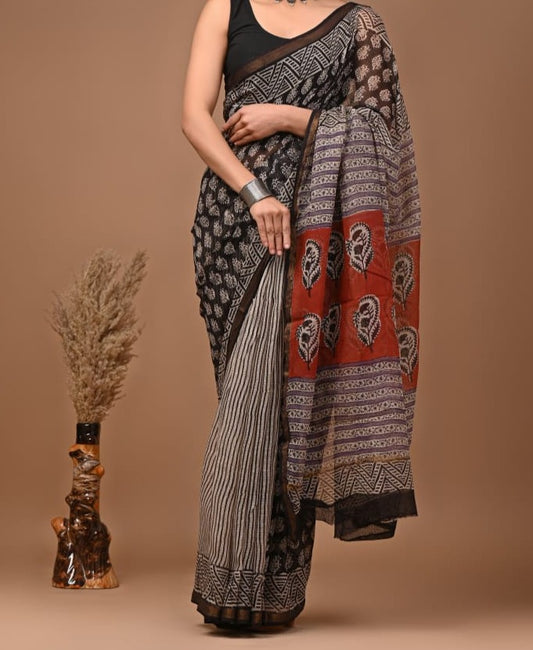 Muskan | block printed by hand on Kota Doria cotton sarees