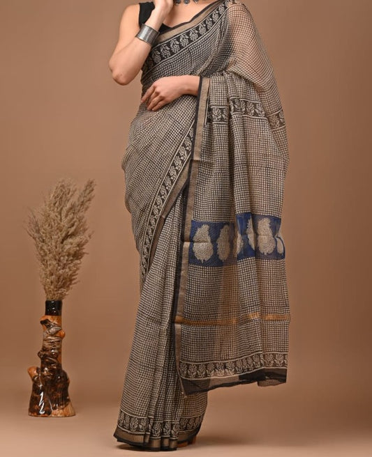 Rishi | block printed by hand on Kota Doria cotton sarees