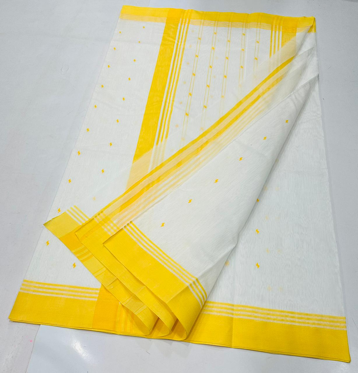 Geetika | Chanderi cotton | white with yellow