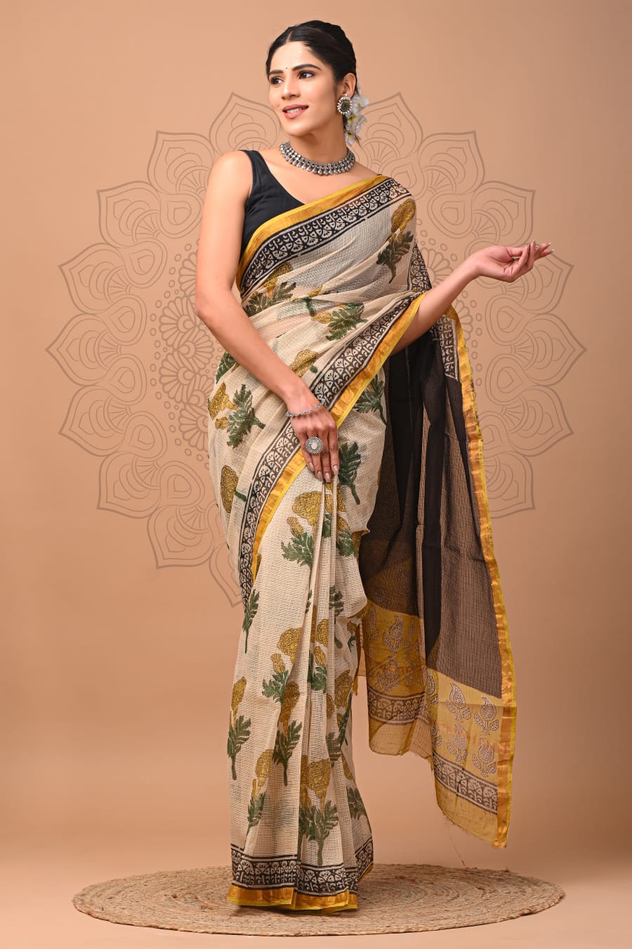 Mini | Kota Doriya Saree with Bagru Prints