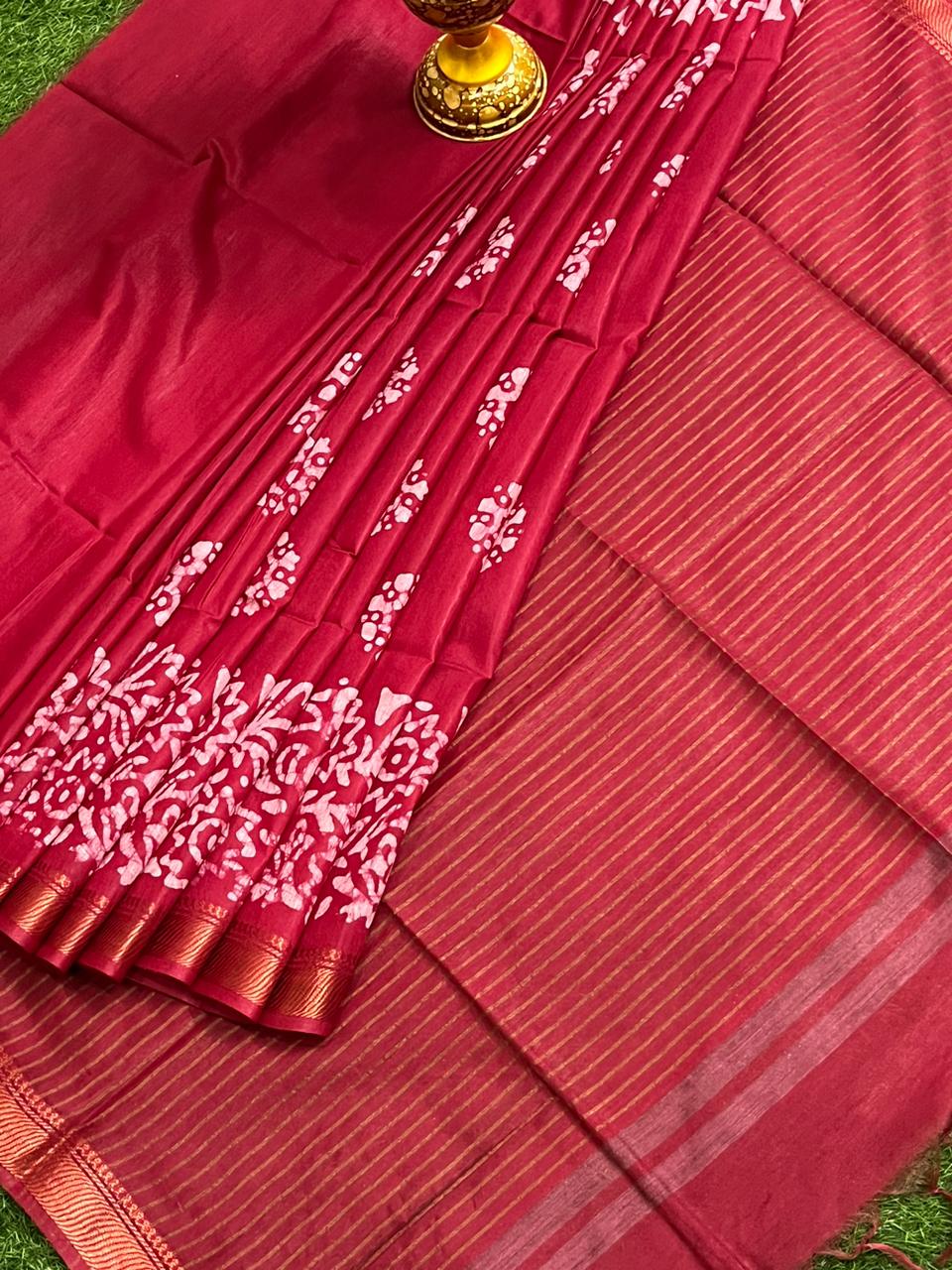 Nikita | KOTA STAPLE BANARSI BORDER SILK SAREE WITH BATIK PRINT