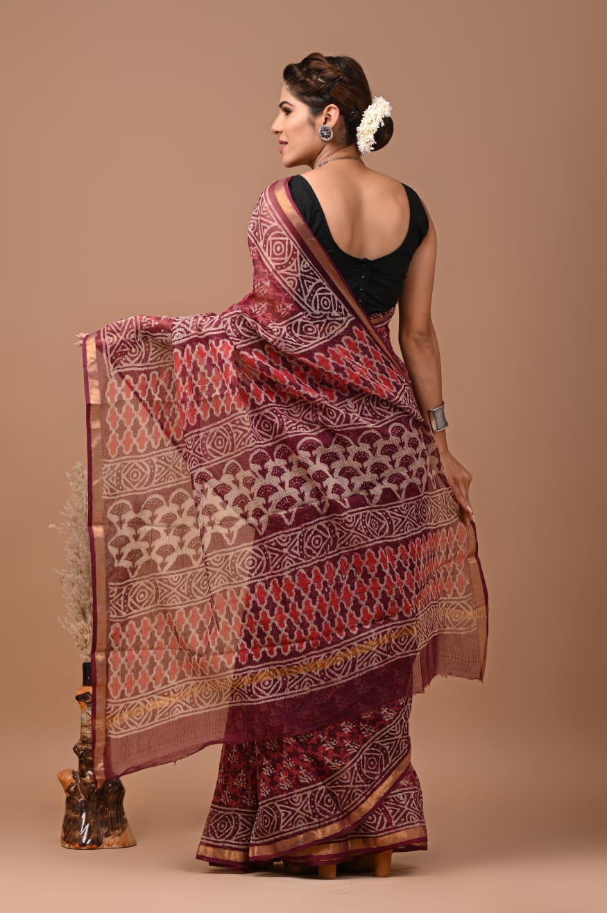 Nidhi | Kota Doriya Saree with Bagru Prints