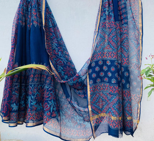 Nidhhi | Kota Doriya Saree with Bagru Prints