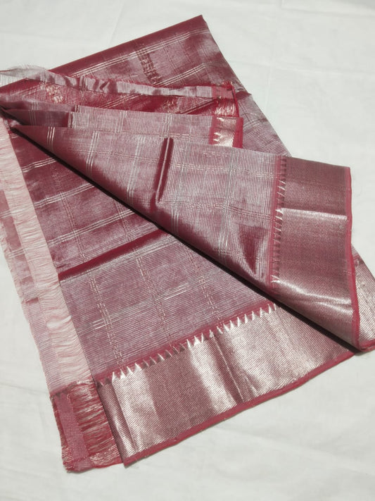 Netra | Pure handloom Mangalagiri pattu by cotton jari chex sarees with running blouse