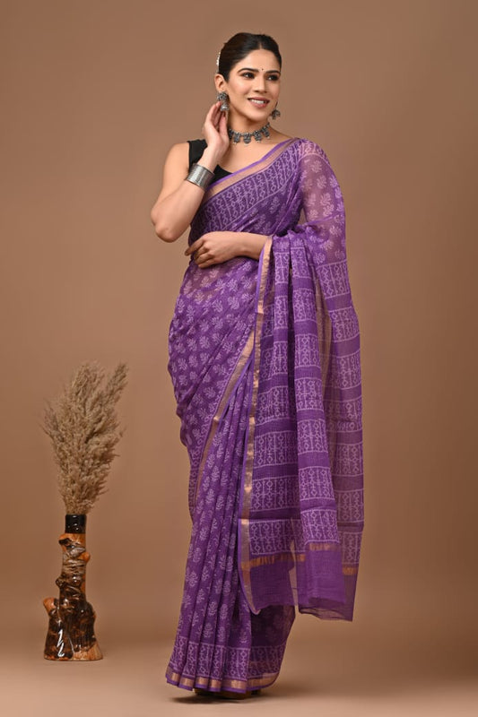 Nicolette | Kota Doriya Saree with Bagru Prints