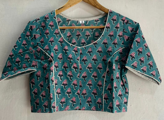 Sheela | Pure Cotton Hand Block Print Boat Neck Blouse