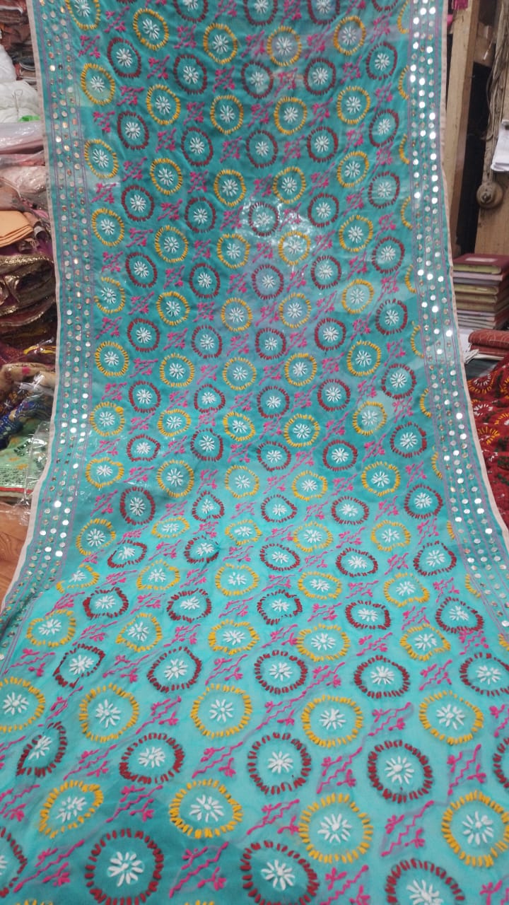 Baghyawati | Phulkari dupattas on chanderi