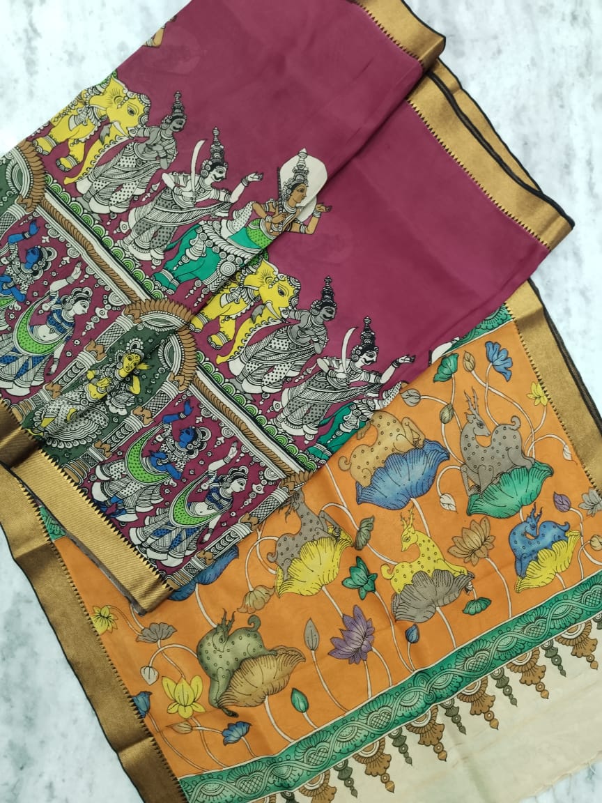 Adweta | Kalamkari Saree in Bangalore silk