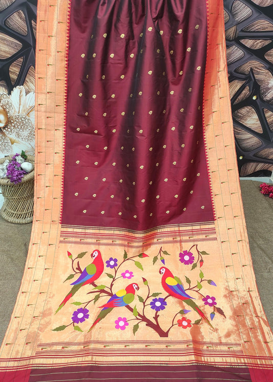 Inaaya | TRIPLE MUNIYA BROCADE PAITHANI SILK SAREE