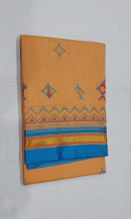 Akanksha | Karnataka Kasuti work cotton saree in Moccasin  color