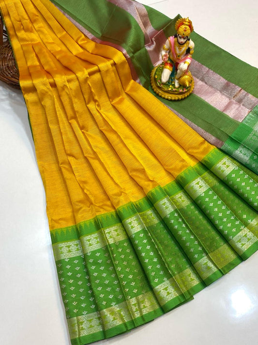 Kamya | MANGALAGIRI COTTON BY PATTU PLAIN BODY WITH BORDER BUTTA SAREES